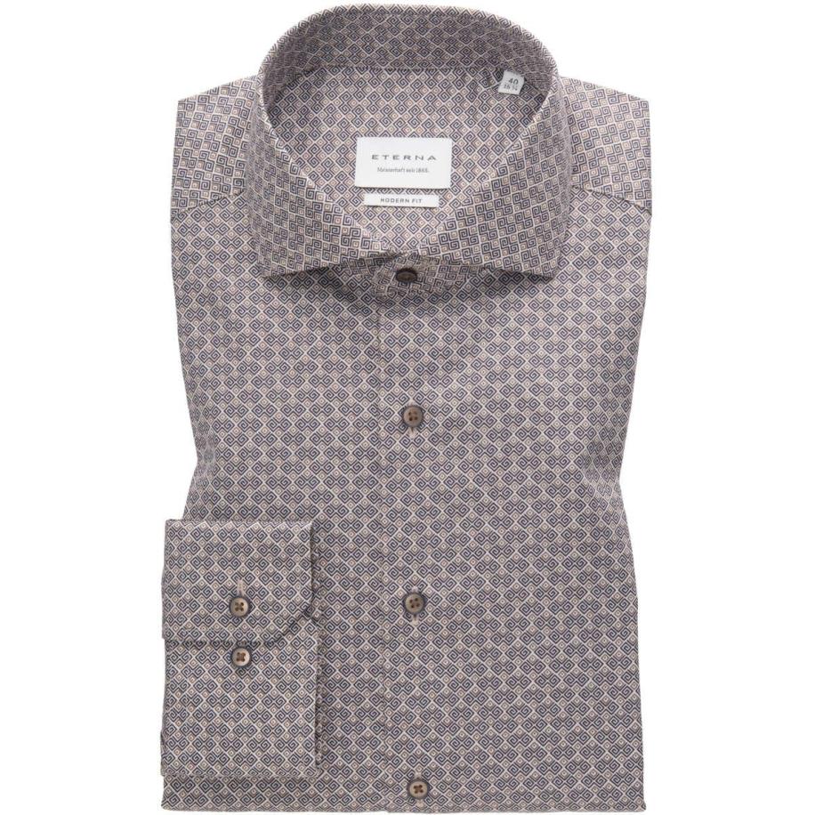 ETERNA Overhemd beige-bruin, Bedrukt Bruin