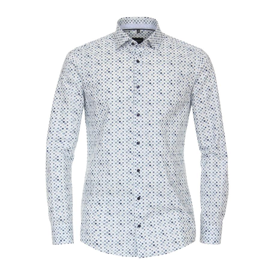 Venti Overhemd blauw, Bedrukt Blauw