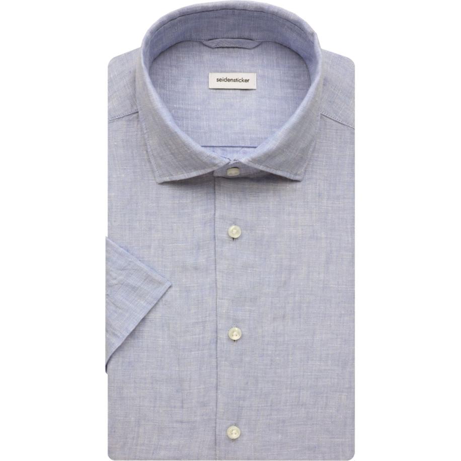 Seidensticker Linnen Overhemd lichtblauw, Effen Blauw