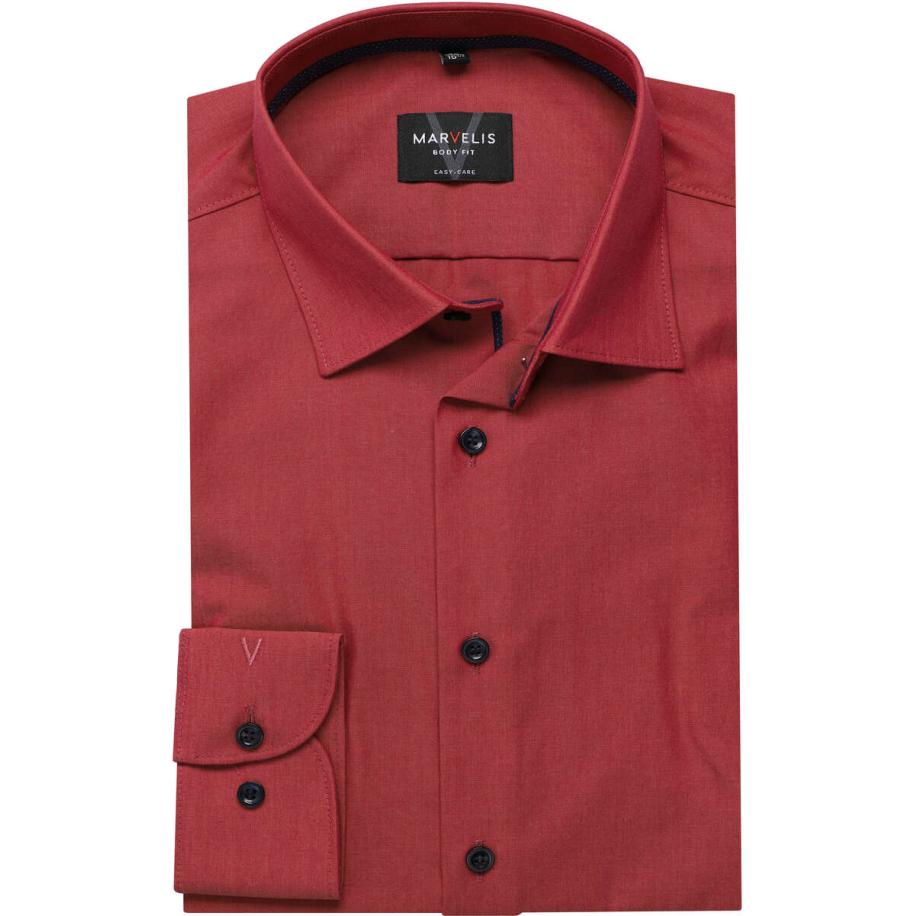 Marvelis Overhemd baksteenrood, Effen Rood