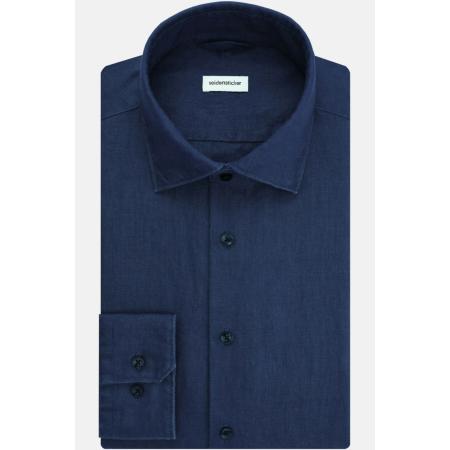 Seidensticker Linnen Overhemd donkerblauw, Effen