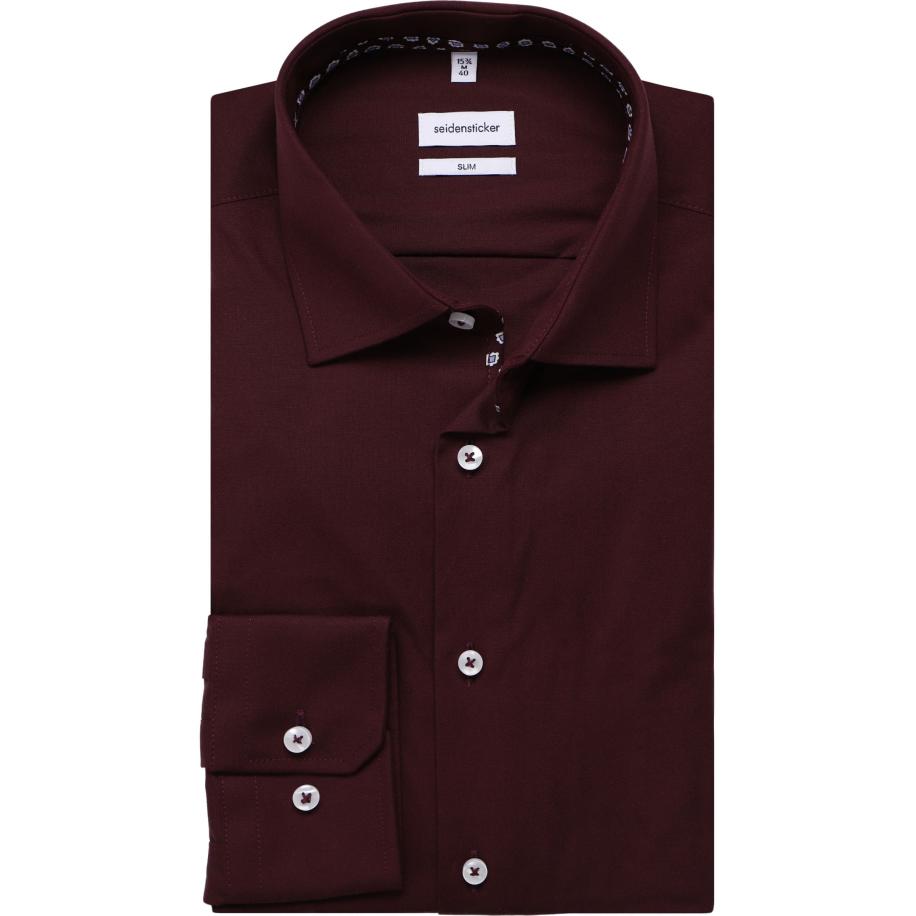 Seidensticker Overhemd donkerrood, Effen Rood