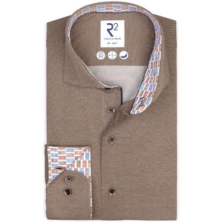 R2 Overhemd Melange Bruin