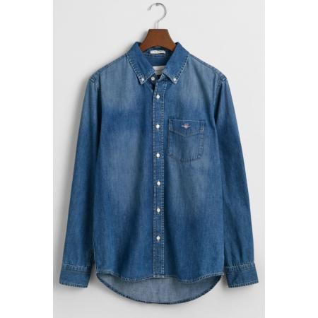 GANT Denim shirt blauw, Effen