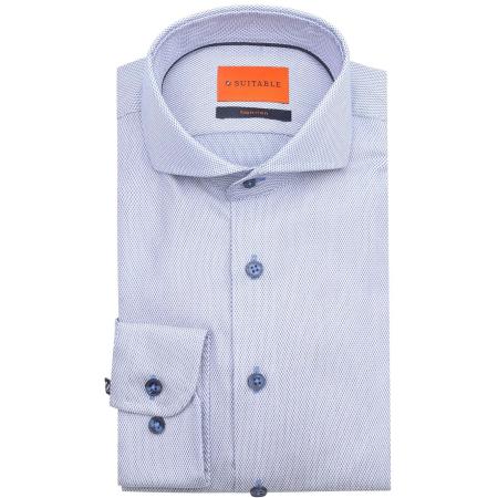 Suitable Overhemd Jacquard Luxe Blauw