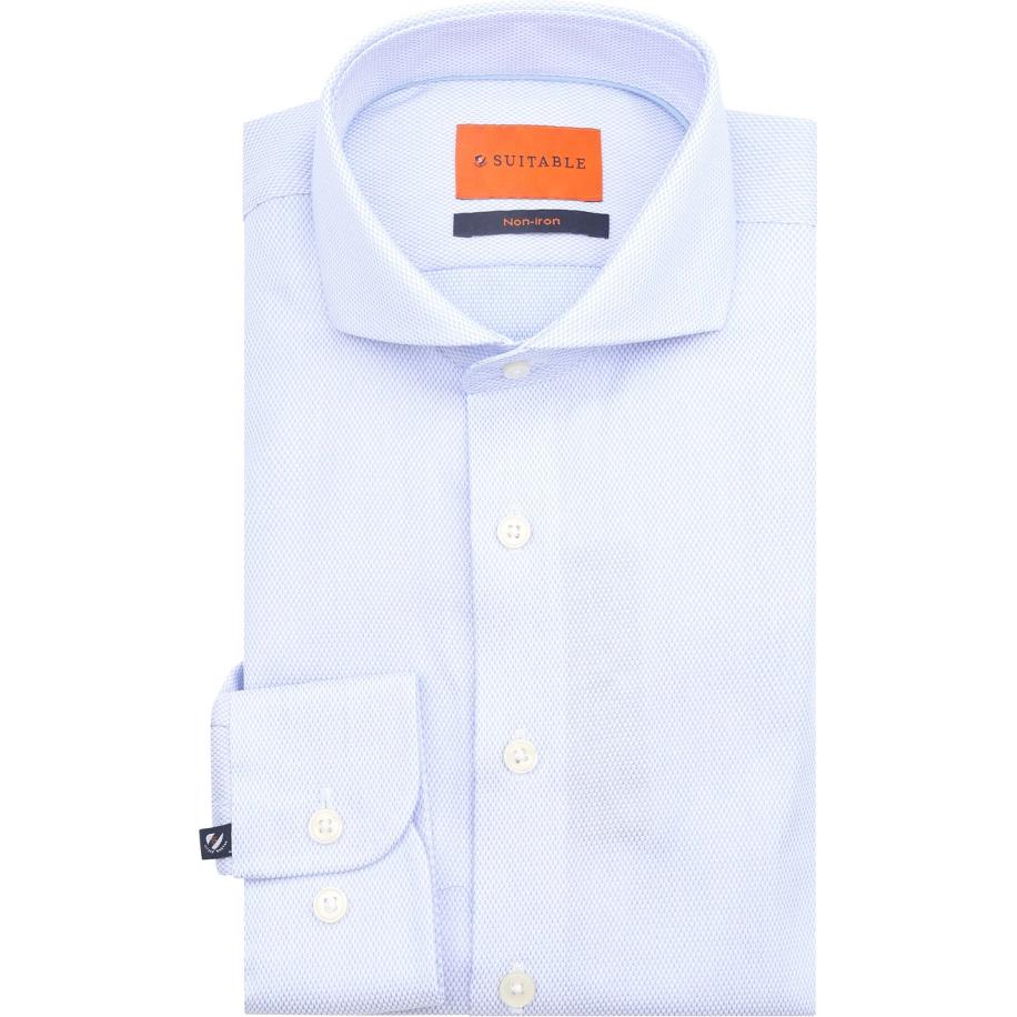 Suitable Overhemd Jacquard Luxe Lichtblauw Blauw