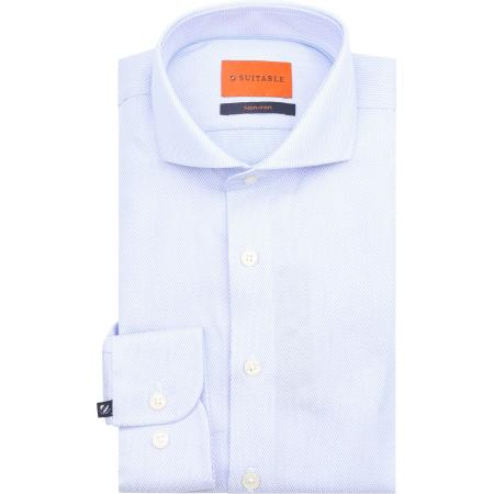Suitable Overhemd Jacquard Luxe Lichtblauw