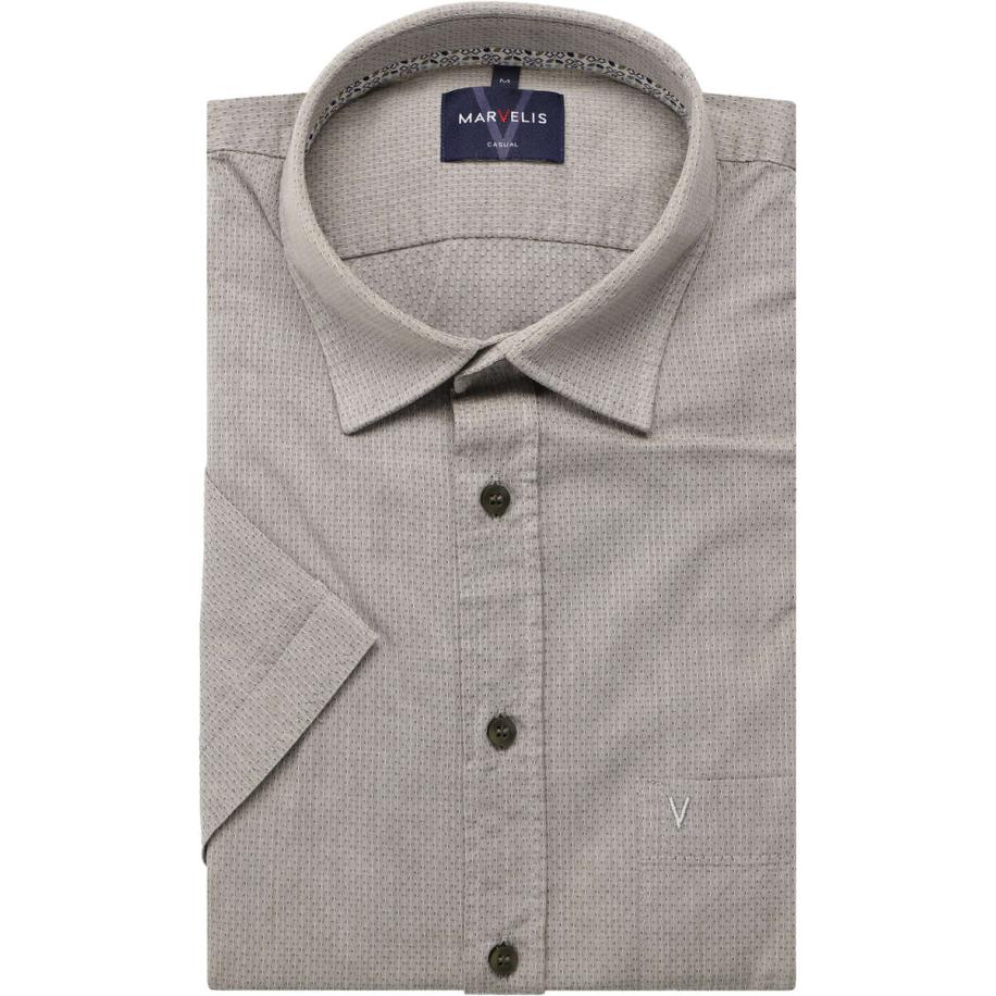 Marvelis Casual Overhemd Korte mouw olijf Groen