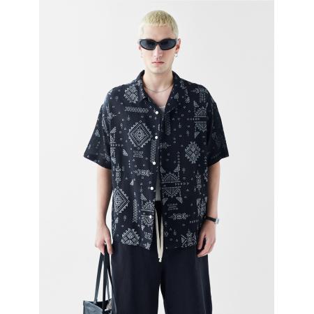 VAMOS CLO Overhemd wijnrood / zwart