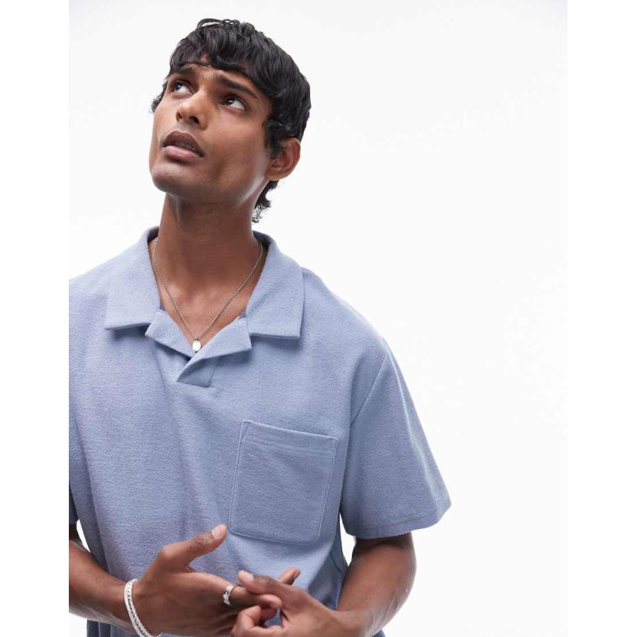 Rhythm - Polo strandtop van badstof in blauw Blauw