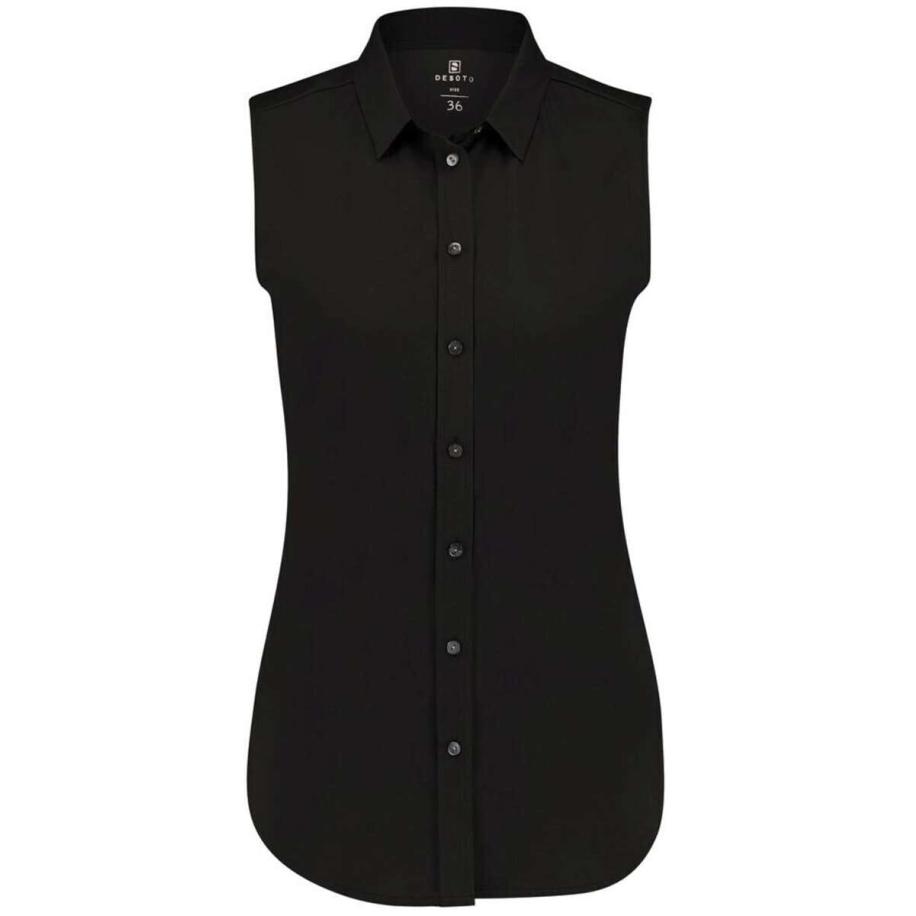 Desoto Dames Overhemd zwart, Effen Zwart
