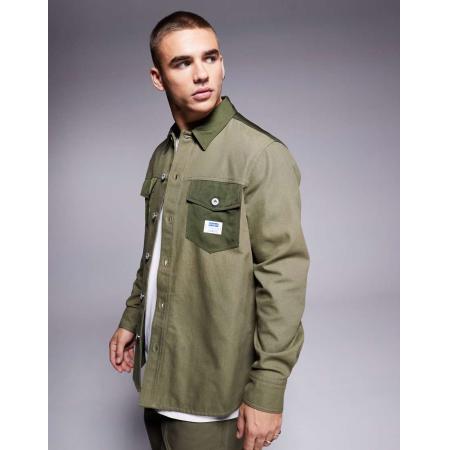 HUGO Blue - Ebrido - Overshirt met contrasterende borstzakken in groen, deel van co-ord set