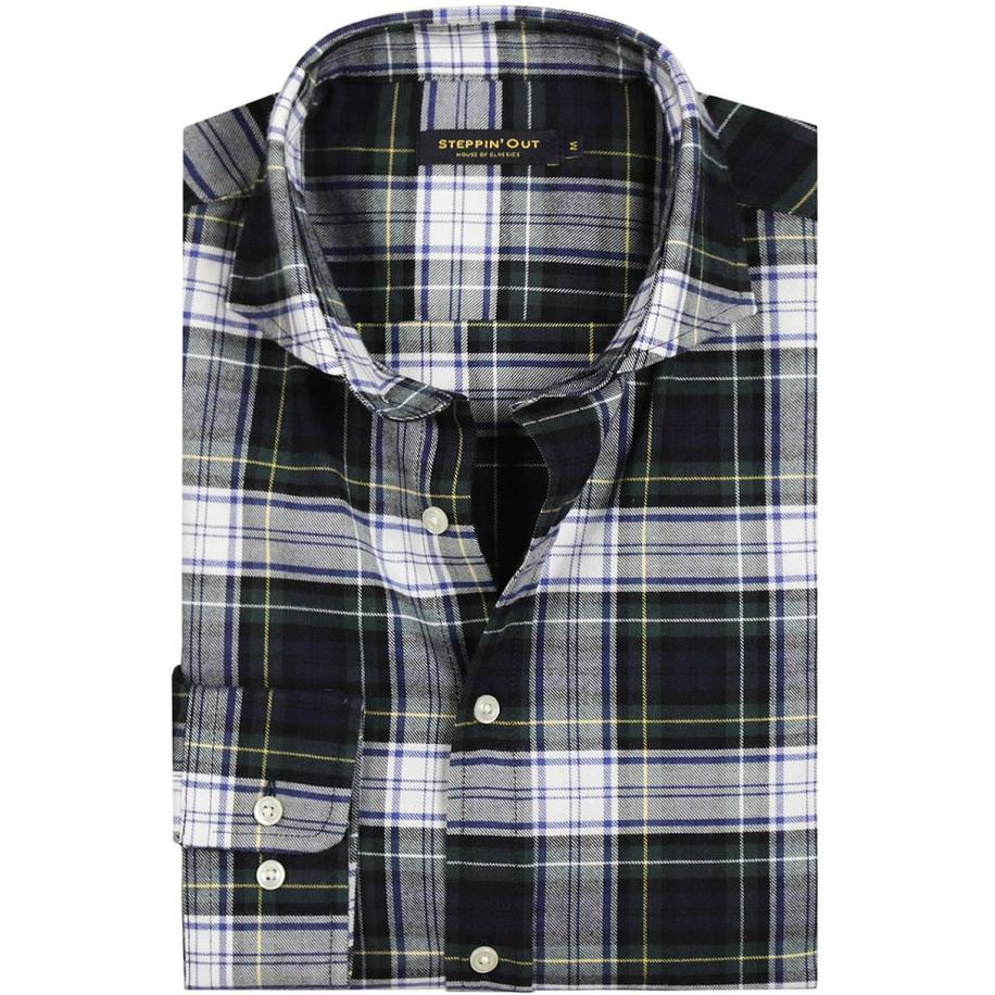 Steppin' Out Flanel Overhemd Ruit Blauw Groen Blauw