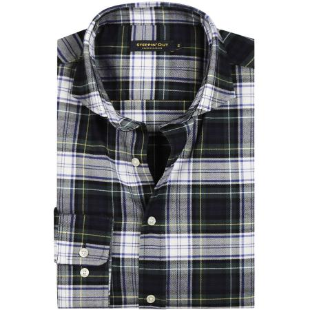 Steppin' Out Flanel Overhemd Ruit Blauw Groen