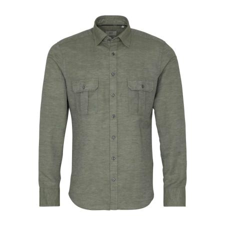 ETERNA 1863 Linnen Overhemd groen, Effen