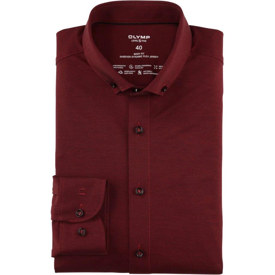 OLYMP Level Five 24/Seven Jersey shirt rood, Effen Rood