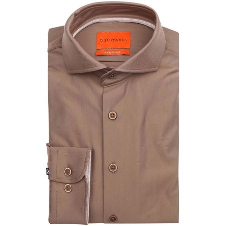 Suitable Herringbone Overhemd Taupe