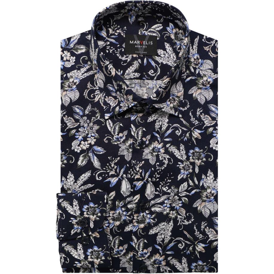 Marvelis Overhemd marine, Bedrukt Blauw