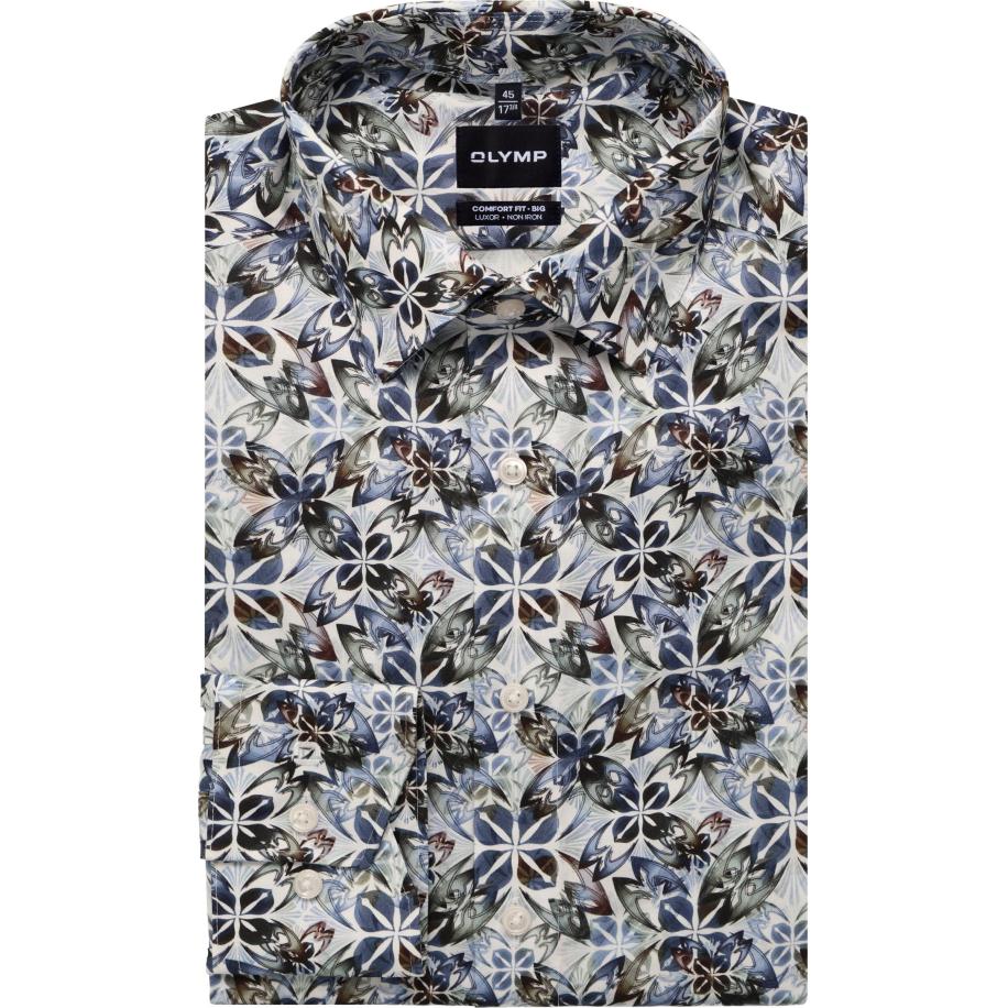 OLYMP Luxor Overhemd wit, Bedrukt Wit