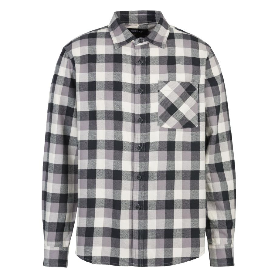 Replay REPLAY Overhemd grijs / lichtgrijs / wit -