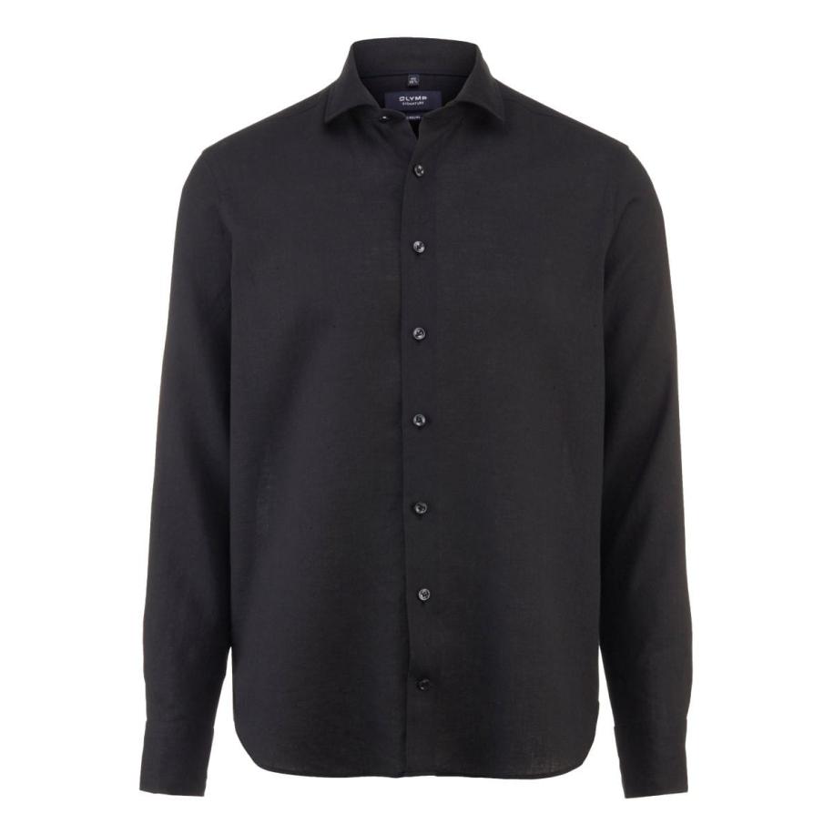 OLYMP SIGNATURE Soft Business Linnen Overhemd zwart, Faux-uni Zwart