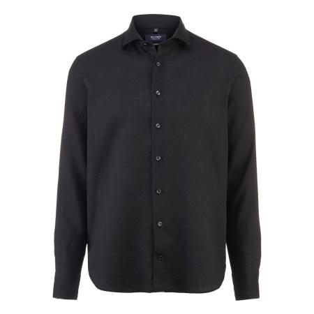 OLYMP SIGNATURE Soft Business Linnen Overhemd zwart, Faux-uni