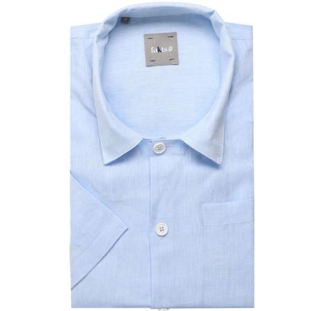fakts Linnen Overhemd lichtblauw, Effen