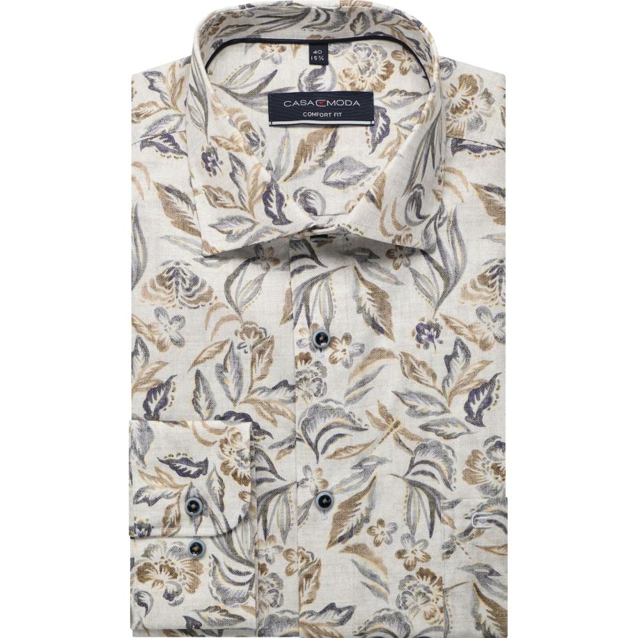 Casa Moda Overhemd beige, Bedrukt Bruin