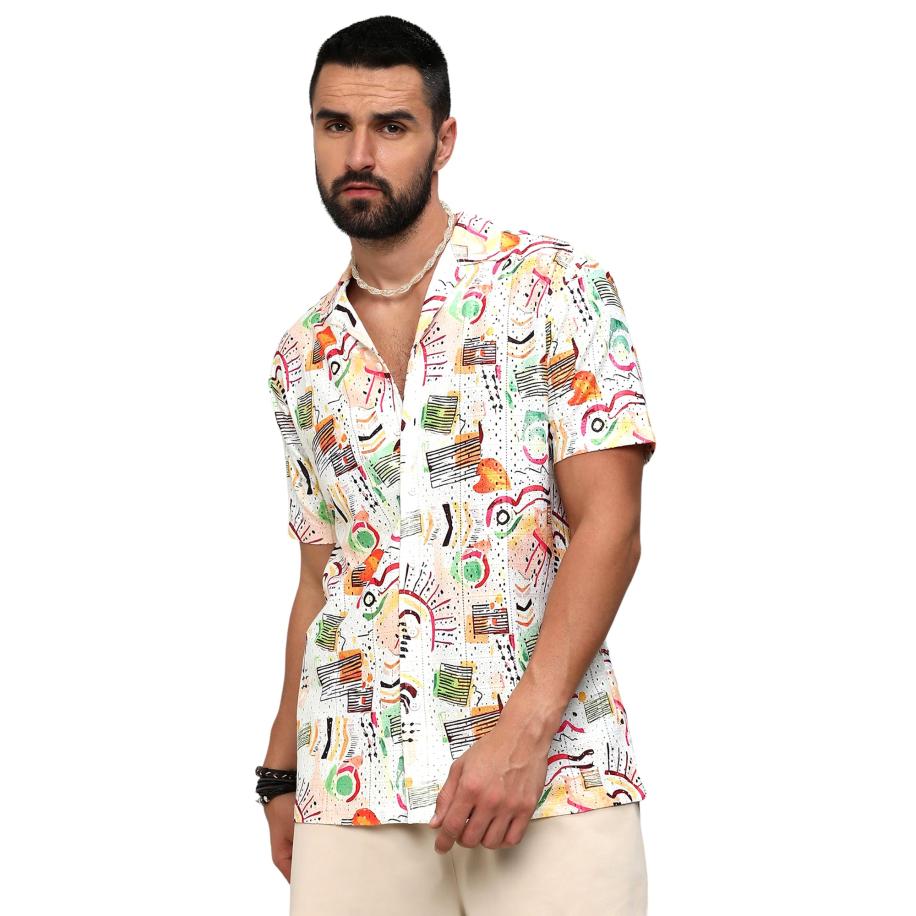 Campus Sutra Campus Sutra Overhemd geel / groen / oranje / zwart / wit -