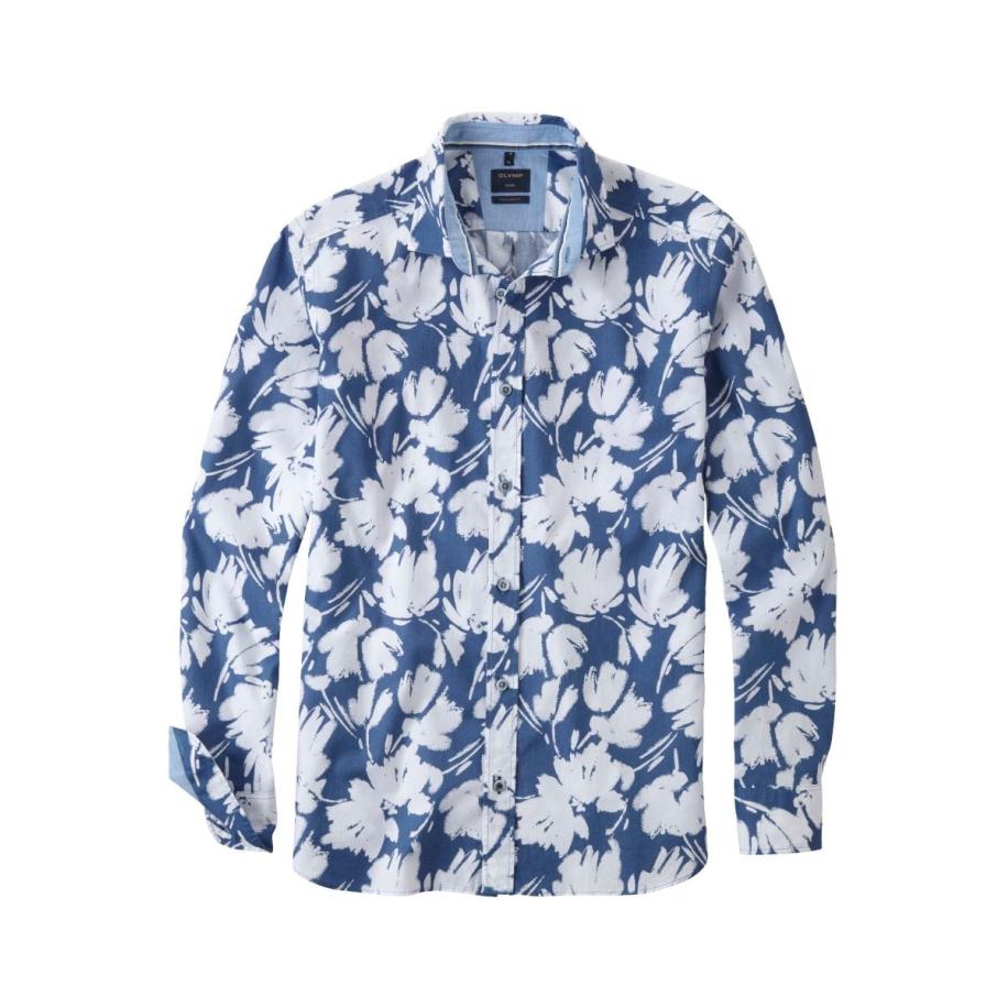 OLYMP Casual Overhemd blauw, Bedrukt Blauw