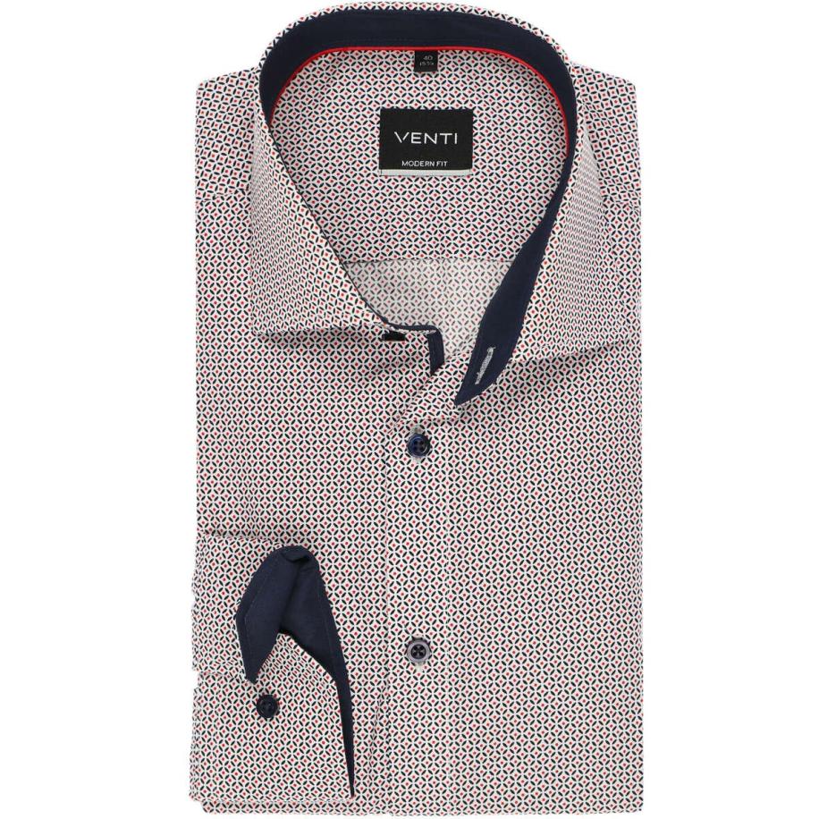 Venti Overhemd rood, Bedrukt Rood