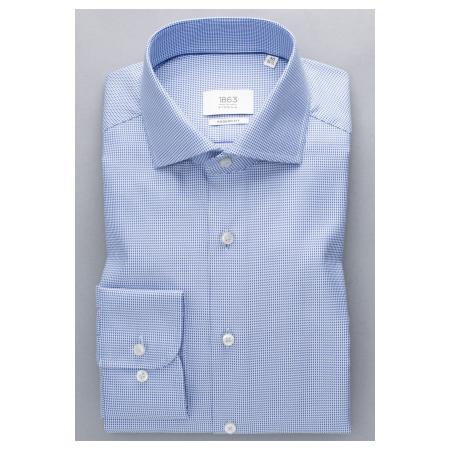 ETERNA 1863 Overhemd middenblauw, Gestructureerd