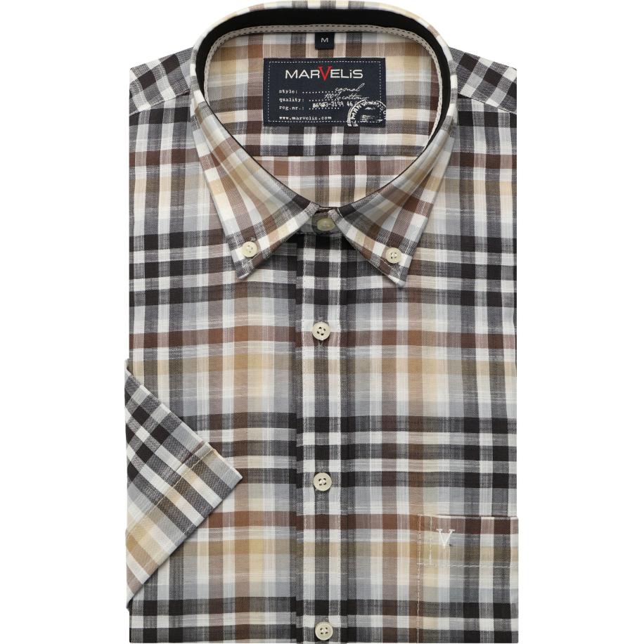 Marvelis Casual Overhemd Korte mouw bruin Bruin