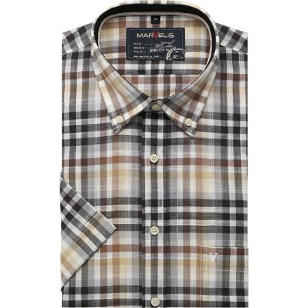 Marvelis Casual Overhemd Korte mouw bruin