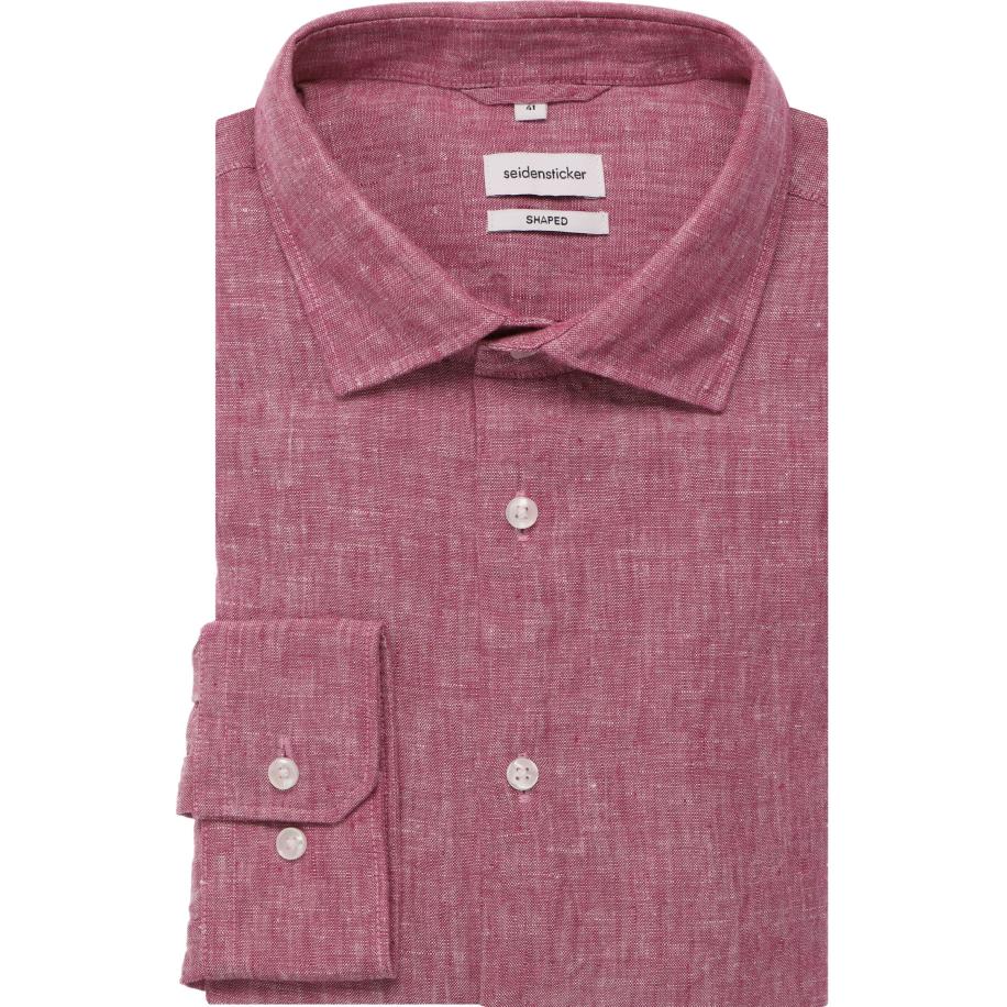 Seidensticker Linnen Overhemd rood, Effen Rood