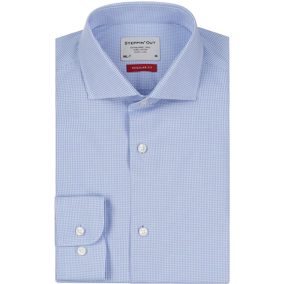 Steppin' Out Overhemd Extra Lange Mouw Ruit Blauw Blauw