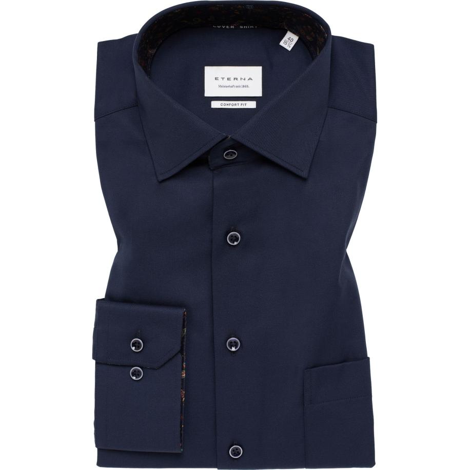 ETERNA Cover Shirt Overhemd marine, Effen Blauw