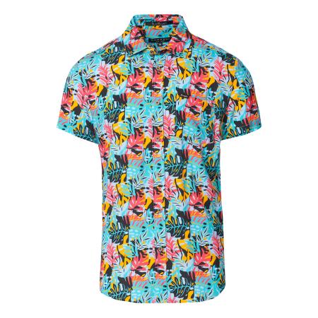 KOROSHI KOROSHI Overhemd blauw / geel / groen / pink