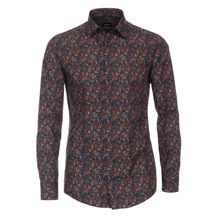 Venti Overhemd blauw, Bedrukt Blauw
