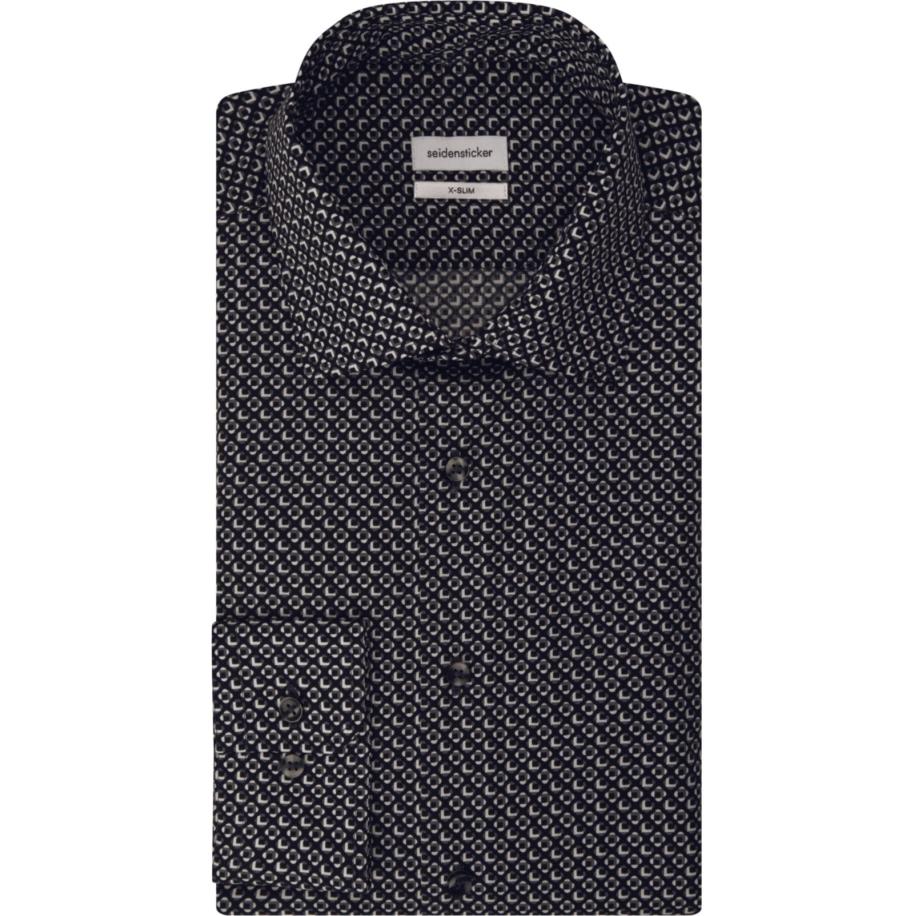Seidensticker Overhemd grijs, Bedrukt Grijs