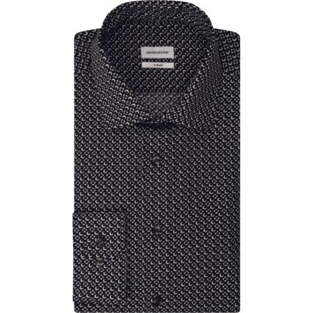 Seidensticker Overhemd grijs, Bedrukt