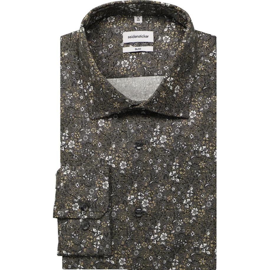 Seidensticker Overhemd grijs, Bedrukt Grijs