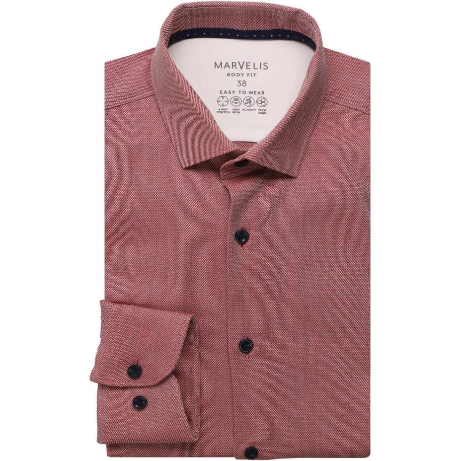 Marvelis Performance Overhemd rood, Faux-uni Rood
