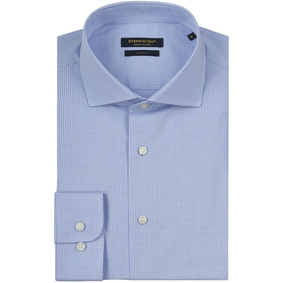 Steppin' Out Overhemd Slim-Fit Ruit Lichtblauw Blauw
