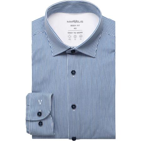 Marvelis Performance Jersey shirt donkerblauw/blauw, Gestreept