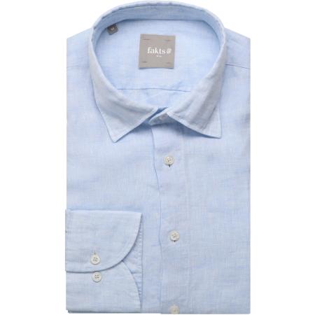 fakts Leisure Linnen Overhemd lichtblauw, Effen