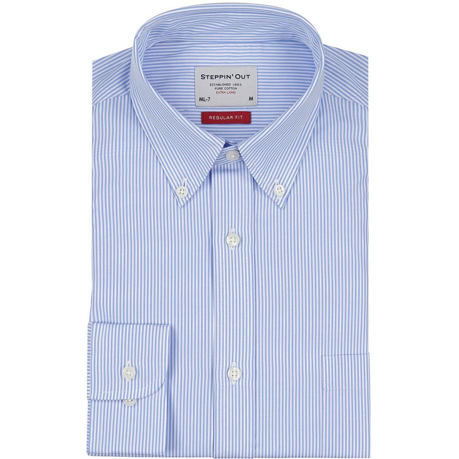Steppin' Out Overhemd Extra Lange Mouw Streep Lichtblauw Blauw