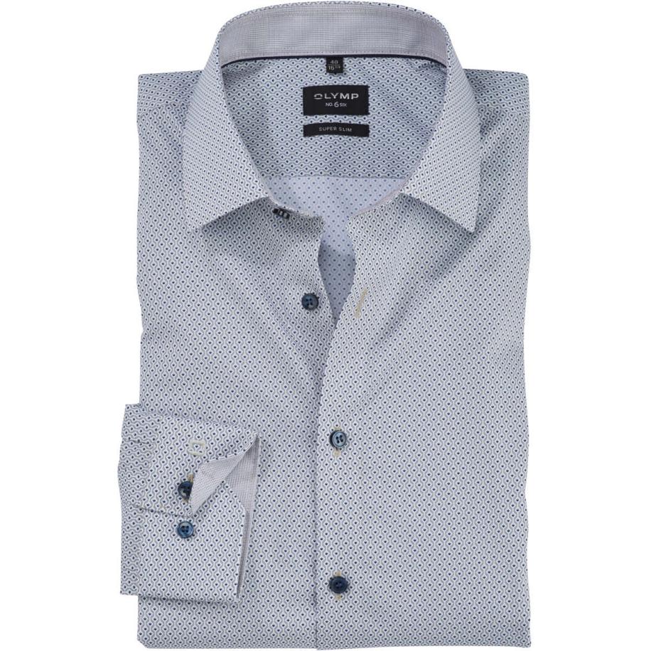 OLYMP No. Six Overhemd blauw/bruin, Motief Blauw
