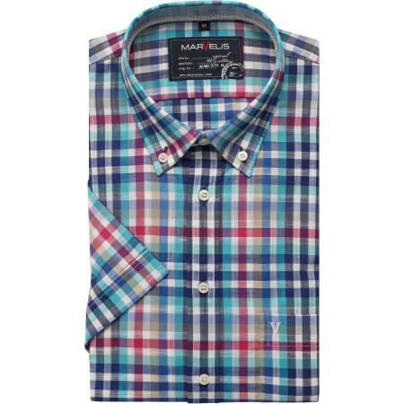 Marvelis Casual Overhemd Korte mouw granaat
