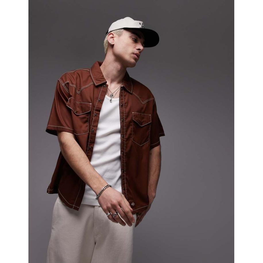 Dickies - River Ranch - Western werkoverhemd in cappuccino bruin Bruin